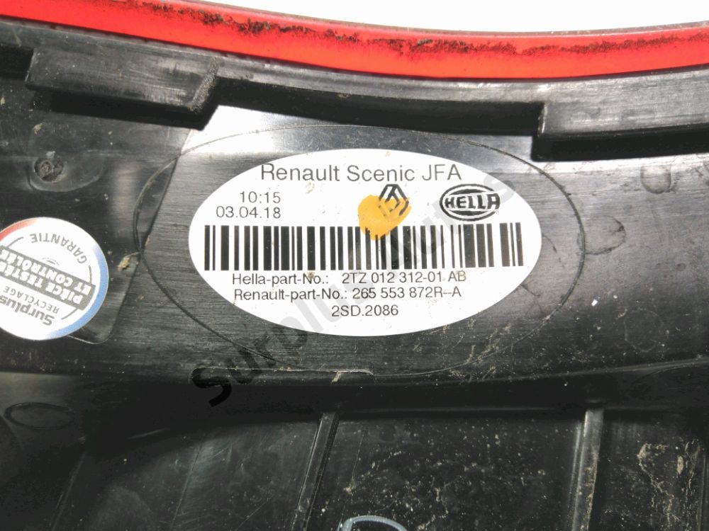 Feu arrière intérieur droit