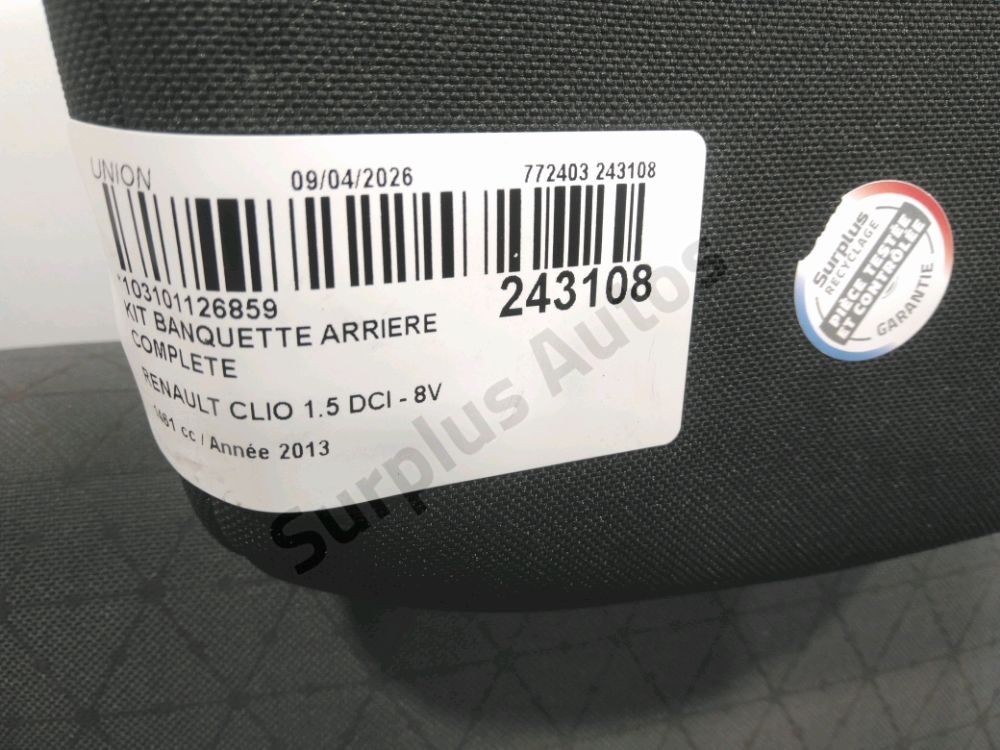 Kit banquette arrière complète