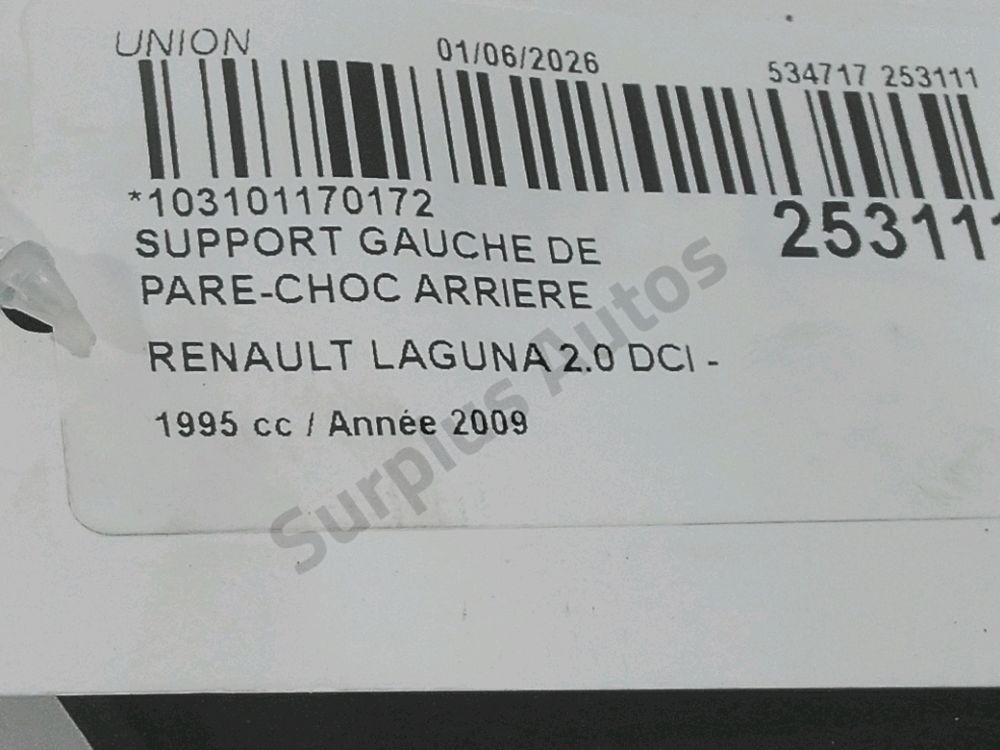 Support gauche de pare-choc arrière