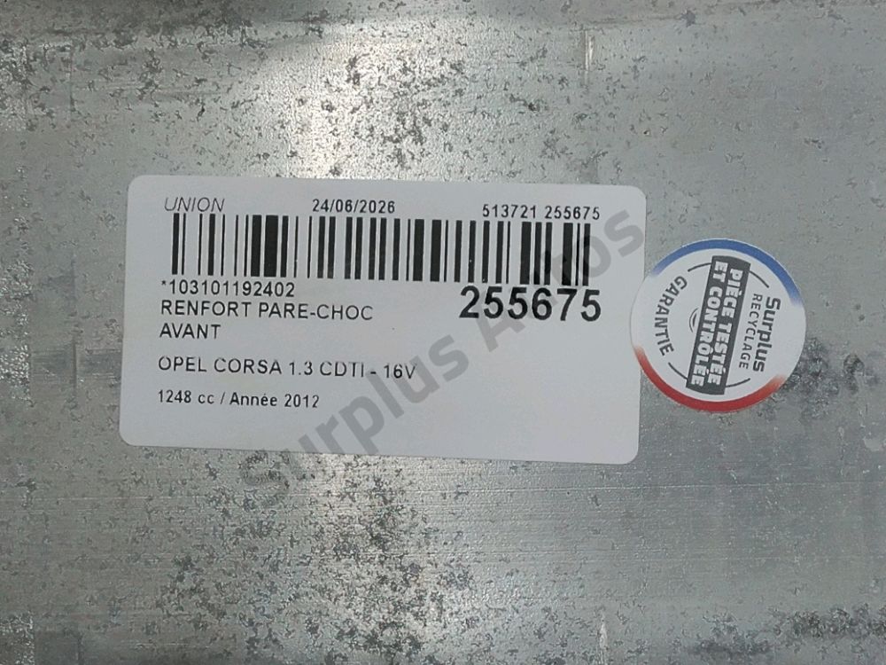 Renfort pare-choc avant